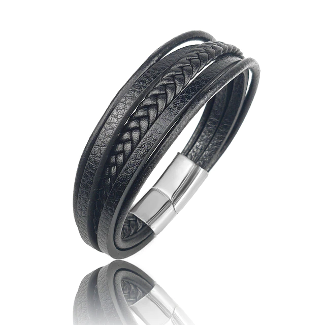 PULSERA ACERO MEN NEGRO TRENZA