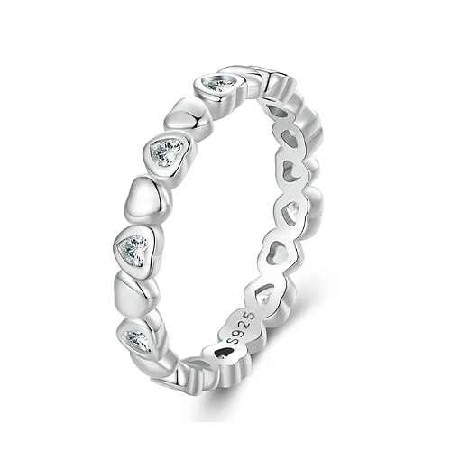 ANILLO PLATA CORAZONES ZIRCONIA BINARIO